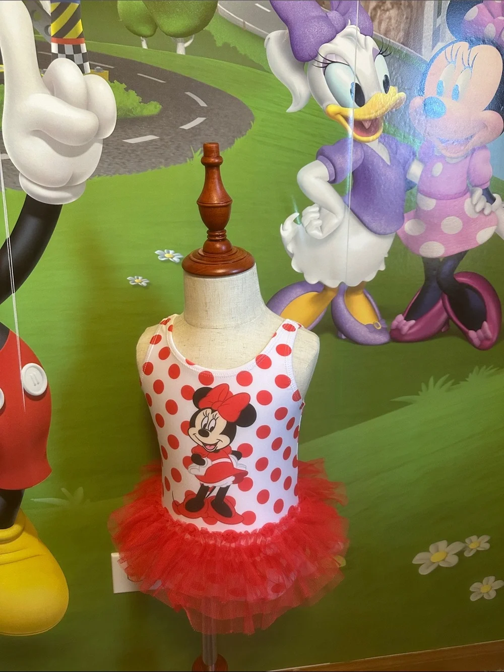 Disney Kids Red White Minnie Mouse Polka Dot Tutu Swimsuit